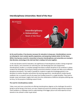 interdisciplinary universities need of the hour