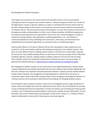 risk management software emergence the program