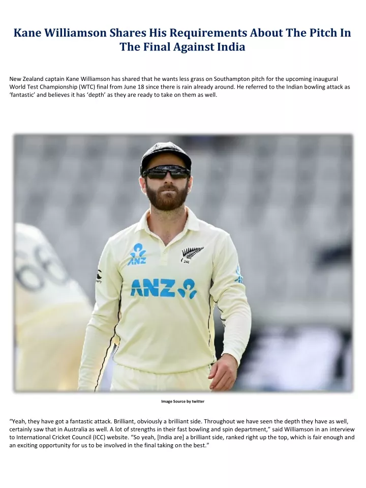 kane williamson shares his requirements about