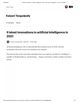 6 latest innovations in artificial intelligence in 2021 _ by Kalyani Tangadpally _ Jun, 2021 _ Medium
