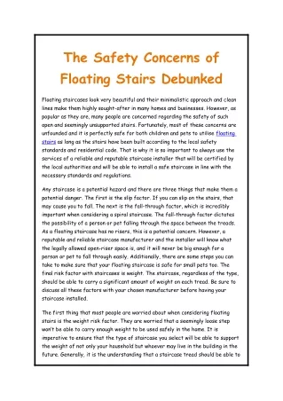 The Safety Concerns of Floating Stairs Debunked