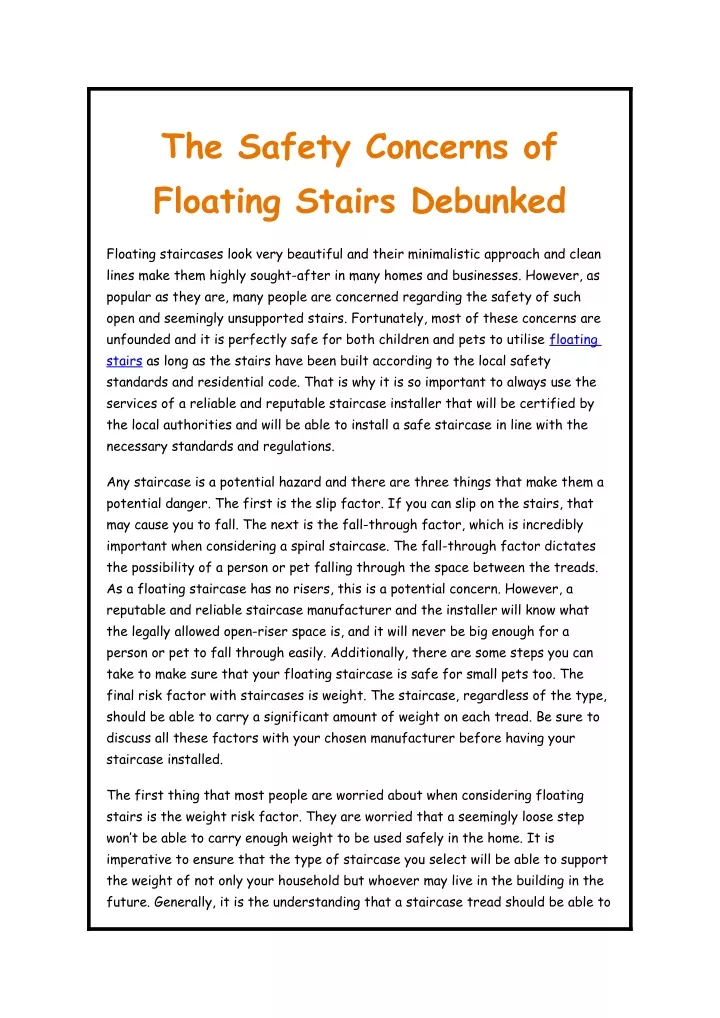 the safety concerns of floating stairs debunked