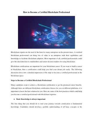 How To Become A Certified Blockchain Professional