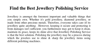 Find the Best Jewellery Polishing Service
