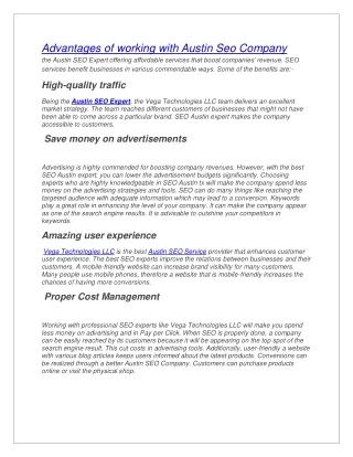 advantages of working with austin seo company