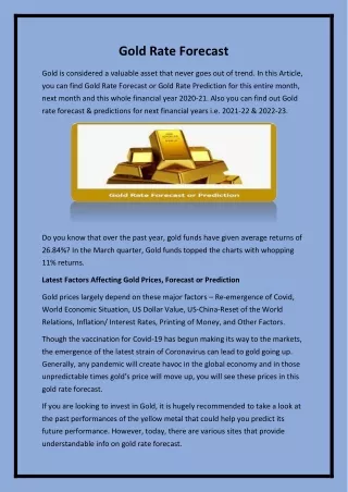 gold rate forecast