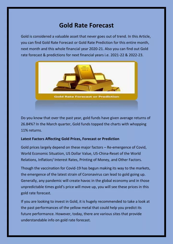 gold rate forecast