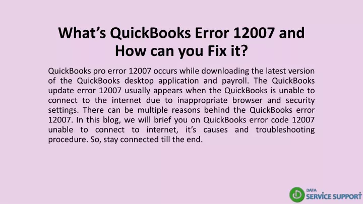 what s quickbooks error 12007 and how can you fix it