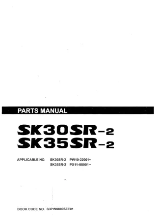 Kobelco SK30SR-2 Mini Excavator Parts Catalogue Manual SN PW10-22001 and up