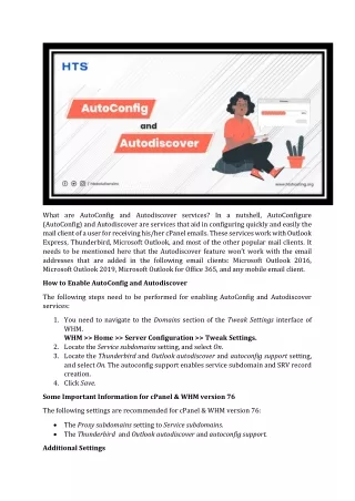 what are autoconfig and autodiscover services