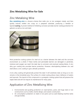 zinc metalizing wire for sale