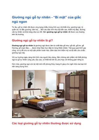 Giuong ngu go tu nhien – “Bi mat” cua giac ngu ngon