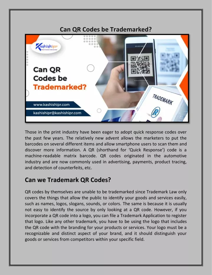 can qr codes be trademarked