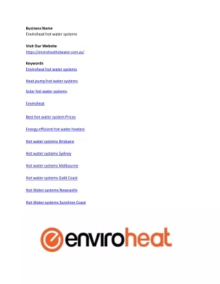Enviroheat hot water systems
