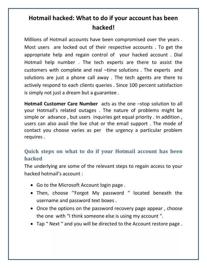hotmail hacked what to do if your account