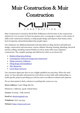 muir muir construction construction muir