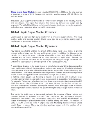global liquid sugar market size was valued