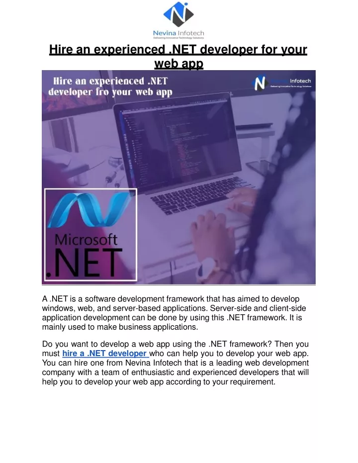 hire an experienced net developer for your web app