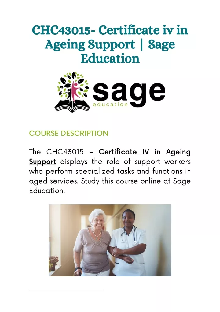 chc43015 certificate iv in ageing support sage