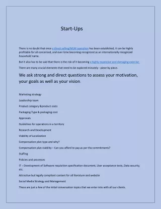 start ups