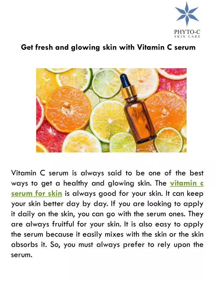 get fresh and glowing skin with vitamin c serum