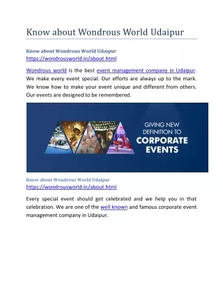 know about wondrous world udaipur