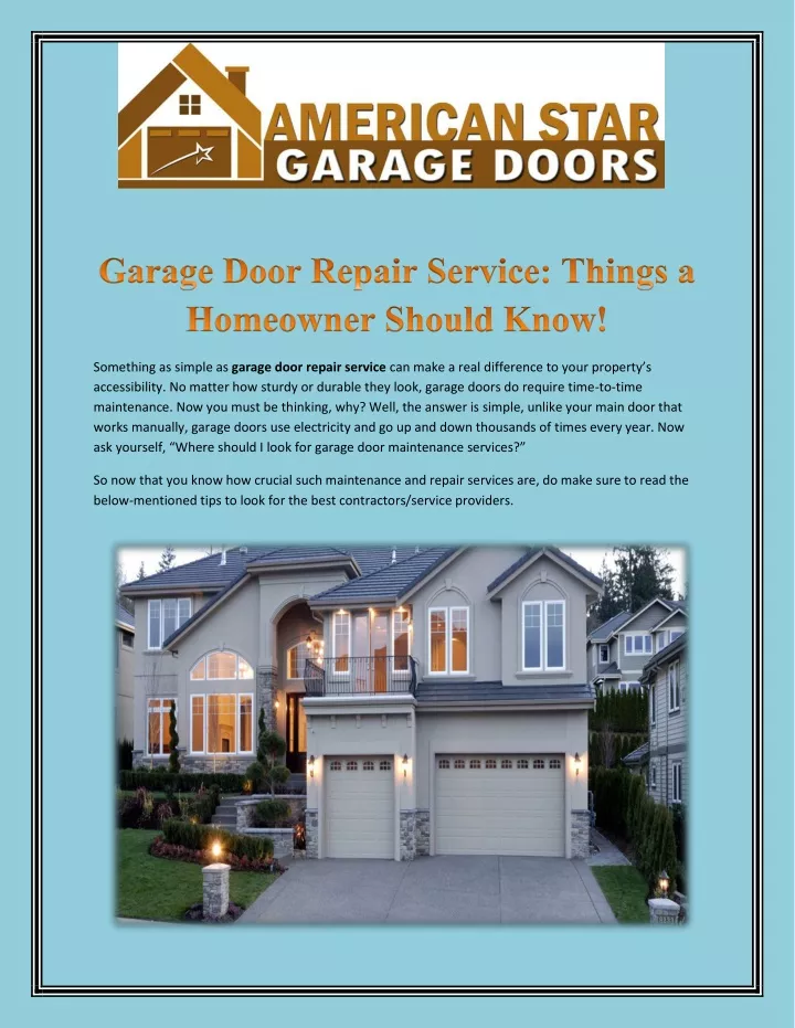 something as simple as garage door repair service