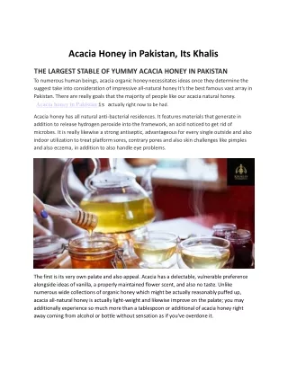acacia honey in pakistan its khalis