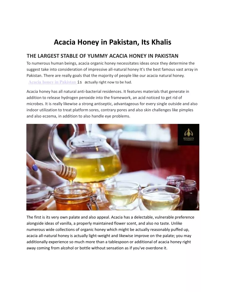 acacia honey in pakistan its khalis
