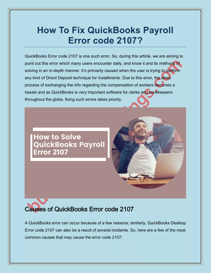 how to fix quickbooks payroll error code 2107