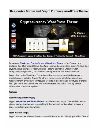 Responsive Bitcoin and Crypto Currency WordPress Theme