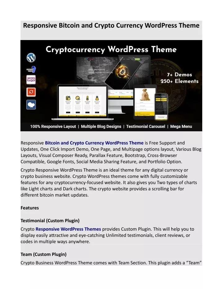 responsive bitcoin and crypto currency wordpress