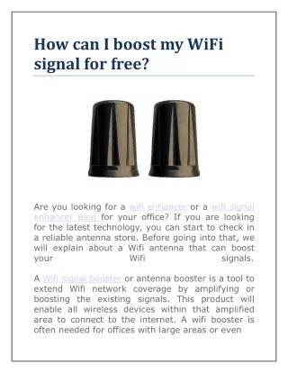 how can i boost my wifi signal for free