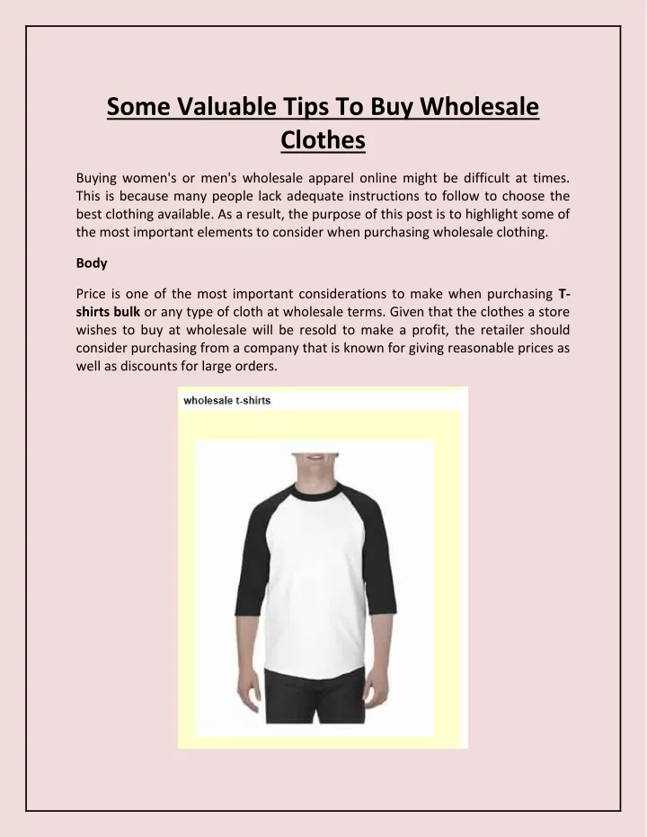 some valuable tips to buy wholesale clothes