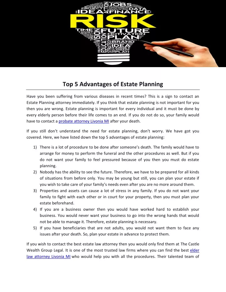 top 5 advantages of estate planning