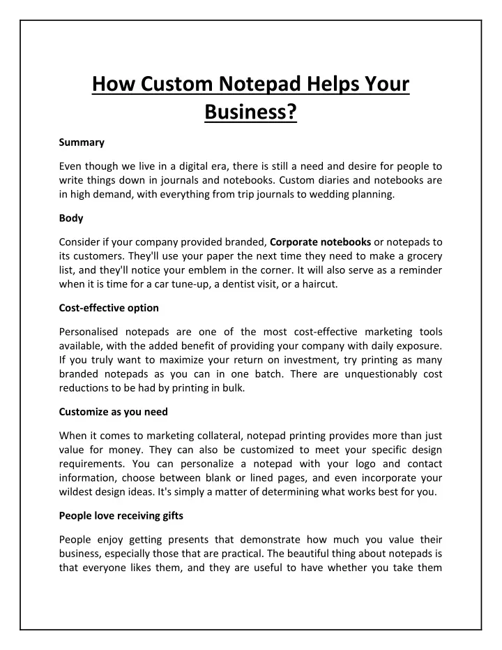 how custom notepad helps your business