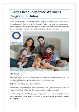 3 Steps Best Corporate Wellness Program in Dubai
