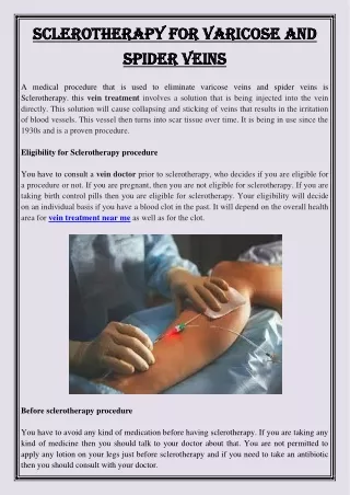 sclerotherapy for varicose and sclerotherapy