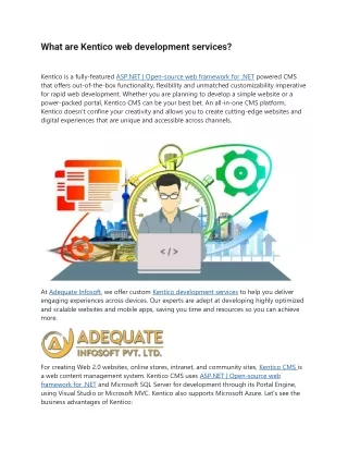 what are kentico web development services
