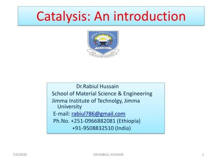catalysis an introduction