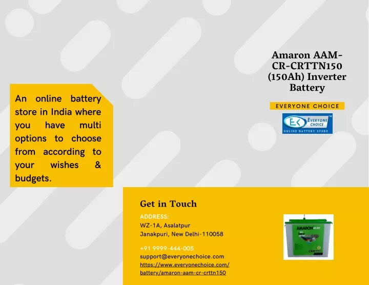 amaron aam cr crttn150 150ah inverter battery