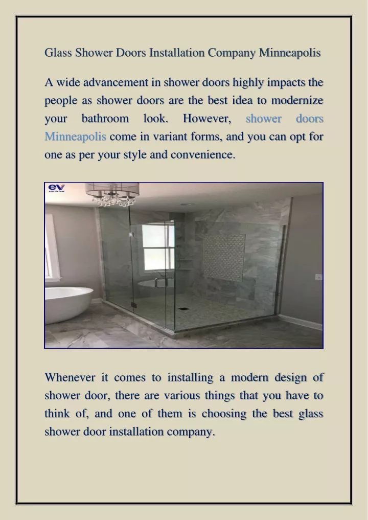 glass shower doors installation company