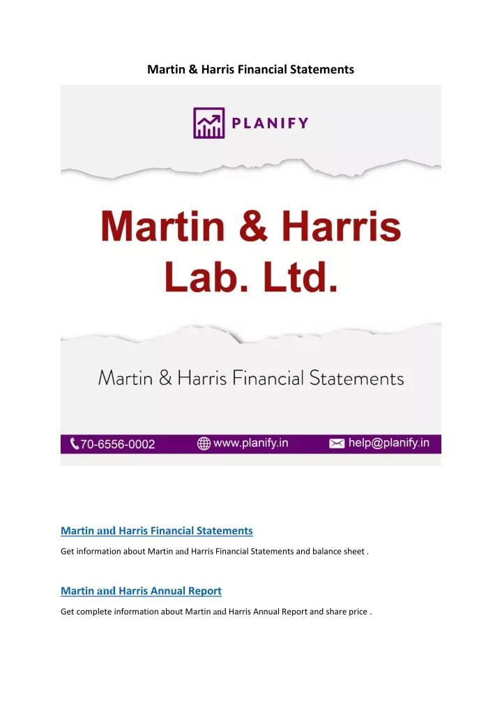martin harris financial statements