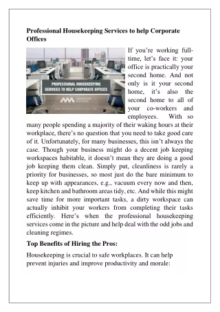 professional housekeeping services to help