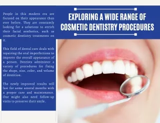 Exploring A Wide Range Of Cosmetic Dentistry Procedures