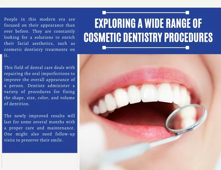 exploring a wide range of cosmetic dentistry