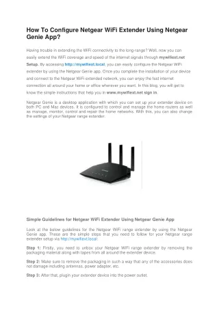 How To Configure Netgear WiFi Extender Using Netgear Genie App