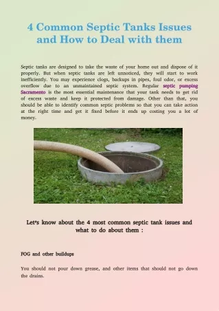 4 common septic tanks issues and how to deal with