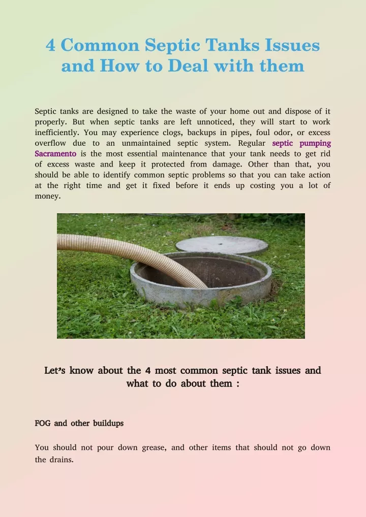 4 common septic tanks issues and how to deal with