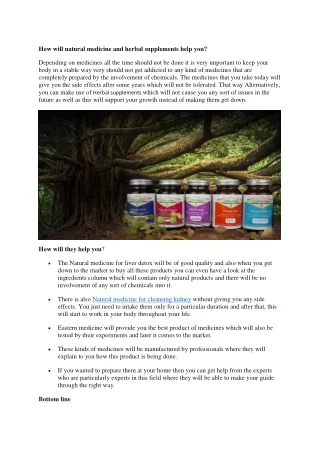 How will natural medicine and herbal supplements help you?